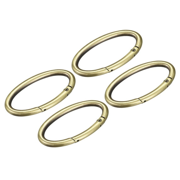 Uxcell 2.36 Inch Spring Oval Ring Round Snap Clip Trigger for Bag Purse Keychain, 4Pack Bronze