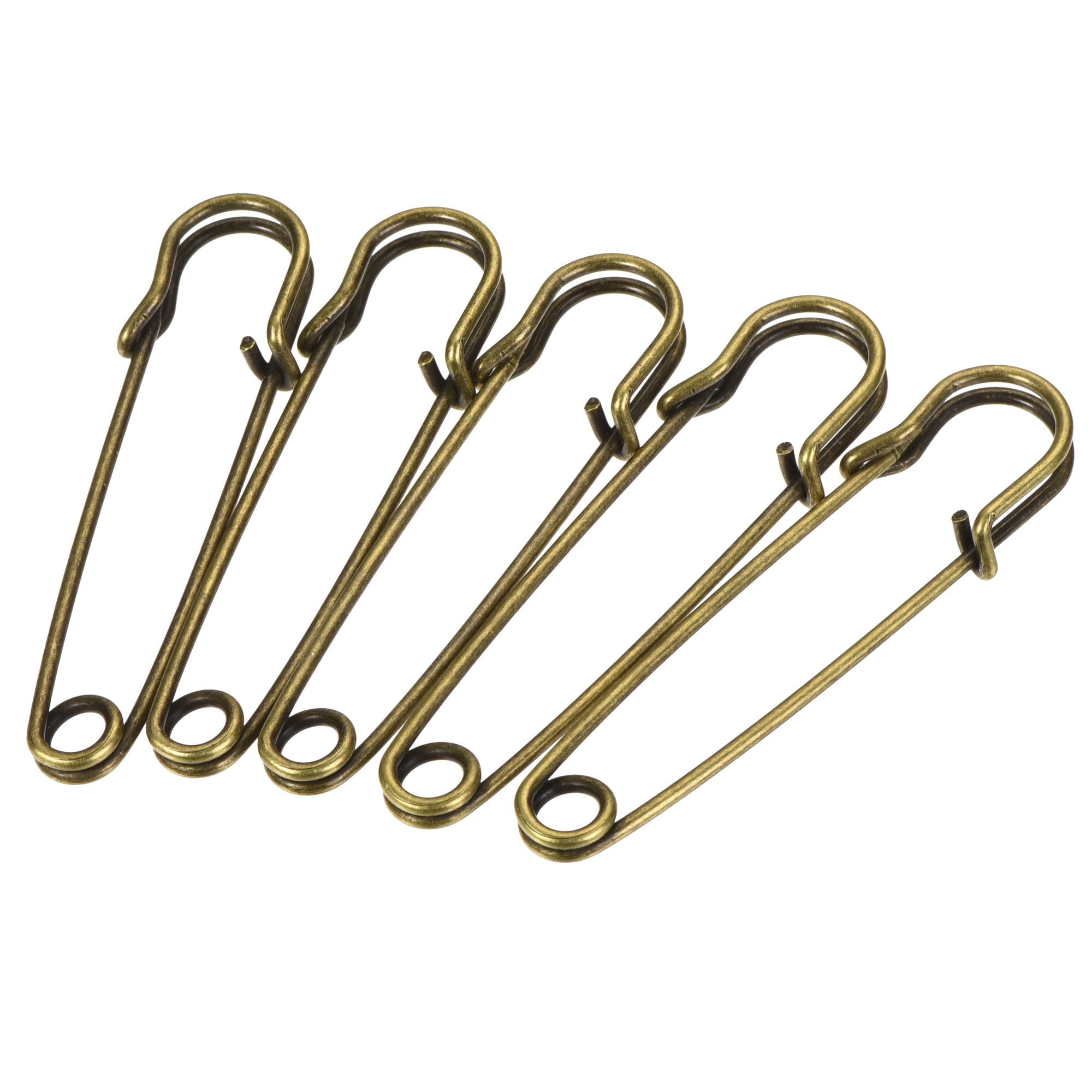 Uxcell 2.36 inch Large Metal Sewing Pins Safety Pins for Office Home Bronze Tone 15 Pack