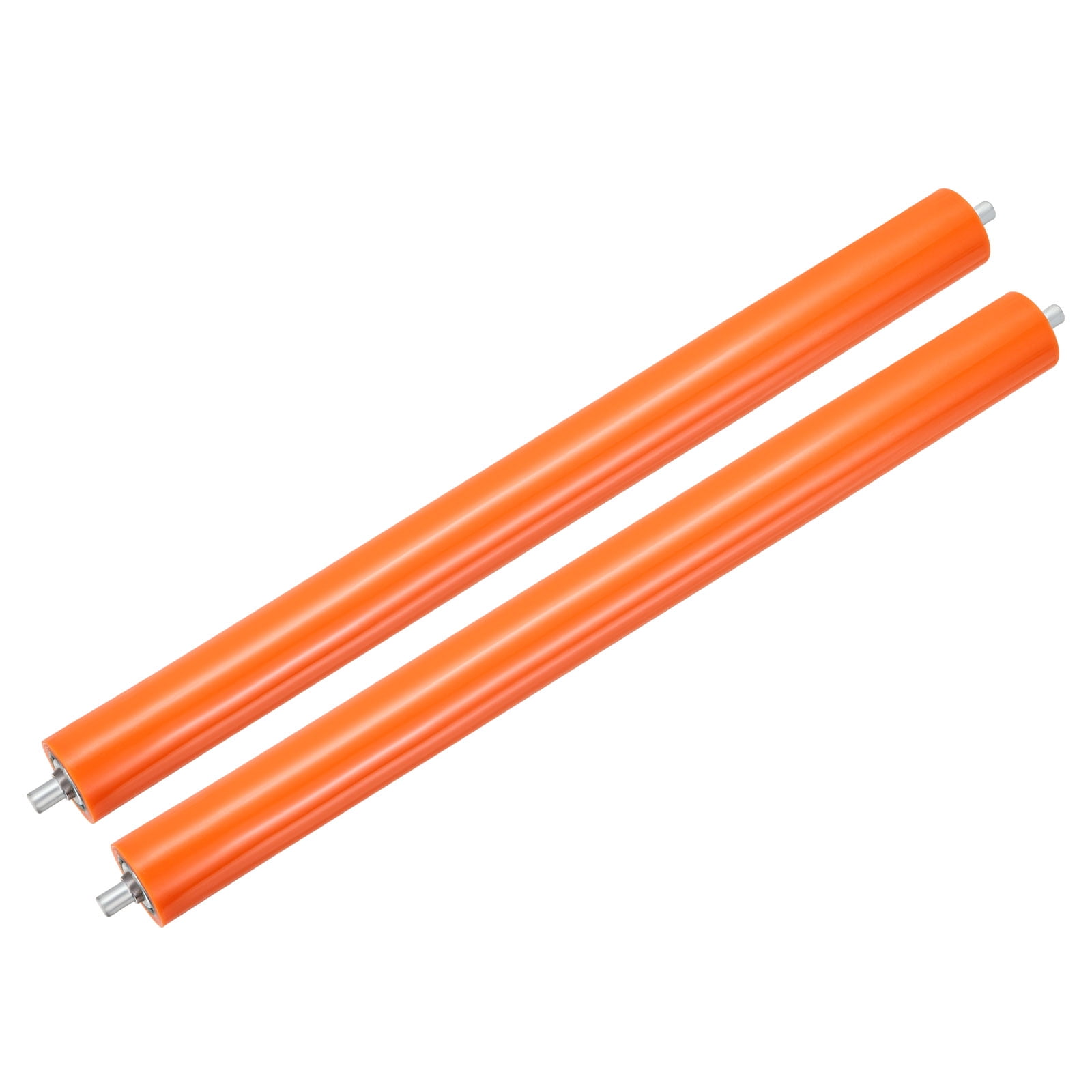 Uxcell 2.4" Dia 20" Long Conveyor Roller, 2Pcs Rubber Coated Galvanized Carbon Steel Heavy Duty Industrial Transfer Accessories for Kayaks Raft Conveyors Roller Stands Woodworking, Orange