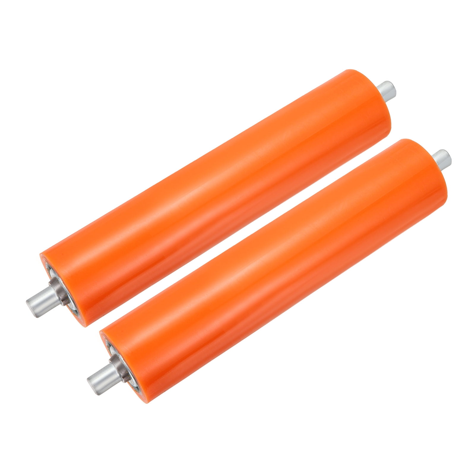 Uxcell 2.4" Dia 8" Long Conveyor Roller, 2Pcs Rubber Coated Galvanized Carbon Steel Heavy Duty Industrial Transfer Accessories for Kayaks Raft Conveyors Roller Stands Woodworking, Orange