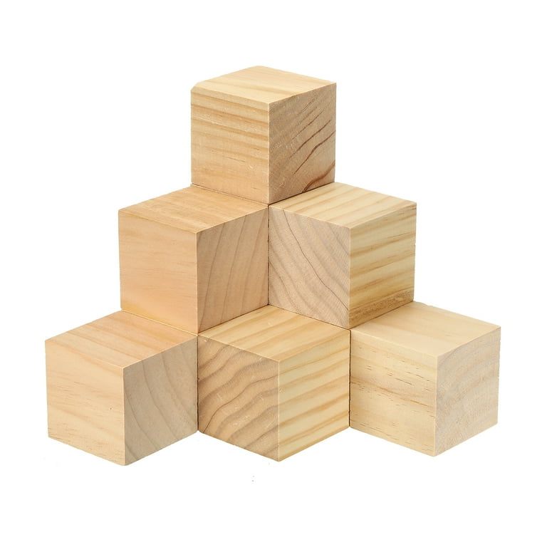 Uxcell 2.4 Inch Unfinished Wooden Blocks 10 Pack Natural Wood Cube Square Wood Blocks for DIY Craft