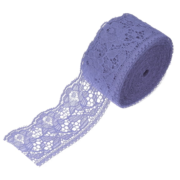 Uxcell 2.4 Inch Wide 10 Yard Elastic Lace Ribbon Floral Pattern #9 Light Purple Stretch Lace Trim Embroidered Fabric for Sewing Making, and DIY Crafts, Gift Wrapping, Bouquets, Wedding