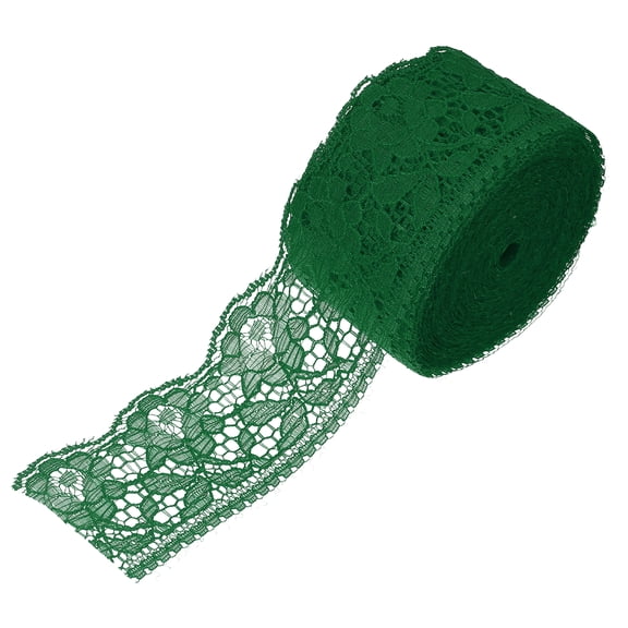 Uxcell 2.4 Inch Wide 10 Yard Elastic Lace Ribbon Floral Pattern Grass Green Stretch Lace Trim Embroidered Fabric for Sewing Making, and DIY Crafts, Gift Wrapping, Bouquets, Wedding Decor