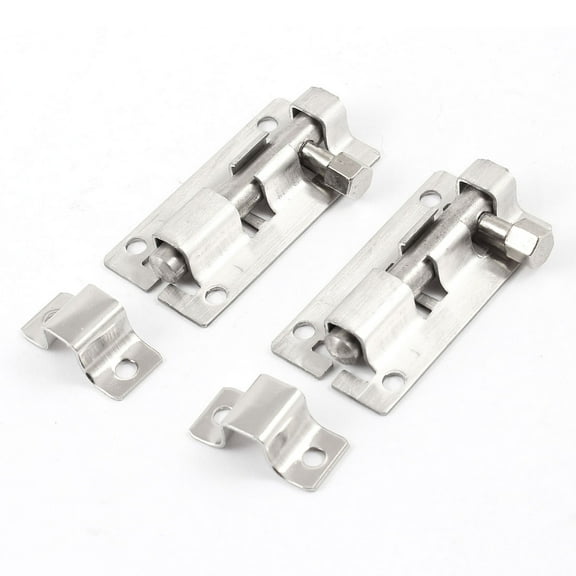 Uxcell 2.4" Length Stainless Steel Drawer Cabinet Lock Security Latch Barrel Bolt Set 2 Pcs