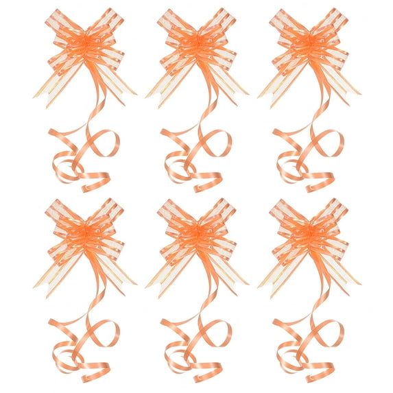 Uxcell 2.4 inch Chiffon Pull Bows Present Wrapping String Bows Ribbon Decorative Bow Tie Orange 40 Pack