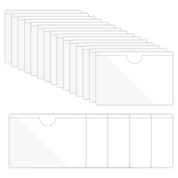 Uxcell 20Pcs Self Adhesive Index Card Pockets Plastic Label Holder Sticky Pocket Sleeves Clear Clear 2.36" x 3.35"