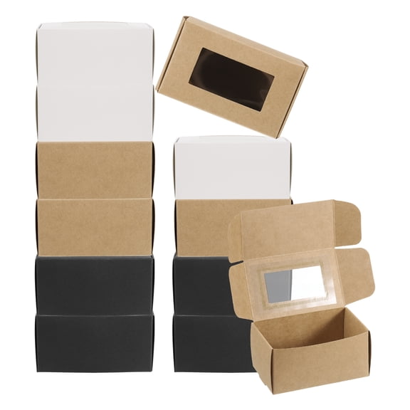 Uxcell 2.4"x4"x2" Paper Soap Box with Window, 60 Pack Black/White/Kraft