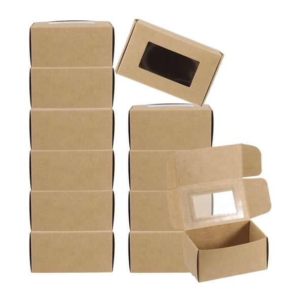 Uxcell 2.4"x4"x2" Paper Soap Box with Window, 60 Pack Kraft