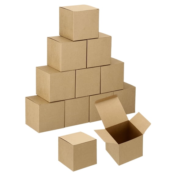 Uxcell 2.4x2.4x2.4 Inch Mini Kraft Paper Storage Box, 10Pcs Small Square Paper Gift Package Mini Party Favor Boxes for Bridesmaids Weddings Christmas Holidays Birthdays, Kraft