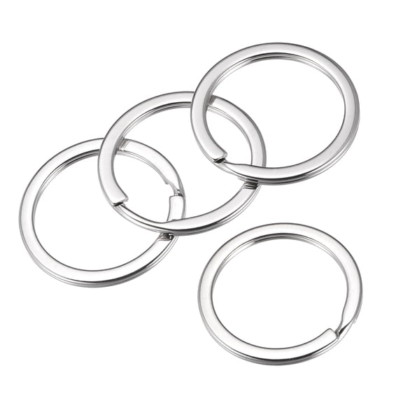 Uxcell 2.4x35mm Split Keychain Rings Round Flat Key Holder Carbon Steel Silver Tone 50 Pack