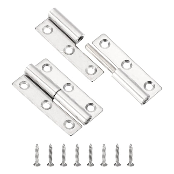 Uxcell 2.5" Detachable Lift Off Hinges Right Handed Handed Slip Joint Flag Hinge Butt Door Hinge with Screw, 2 Pcs