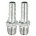 thumbnail image 1 of Uxcell 2/5" Hose Barb x 1/4" PT Thread 304 Stainless Steel Barb Hose Fittings, 2 Pack, 1 of 6