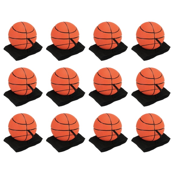 Uxcell 2.5 Inch Sports Wrist Ball, 12Pcs Basketball Rubber Rebound Wristband Wrist Return Ball Sport on A String for Exercise Play, Fluorescent Orange