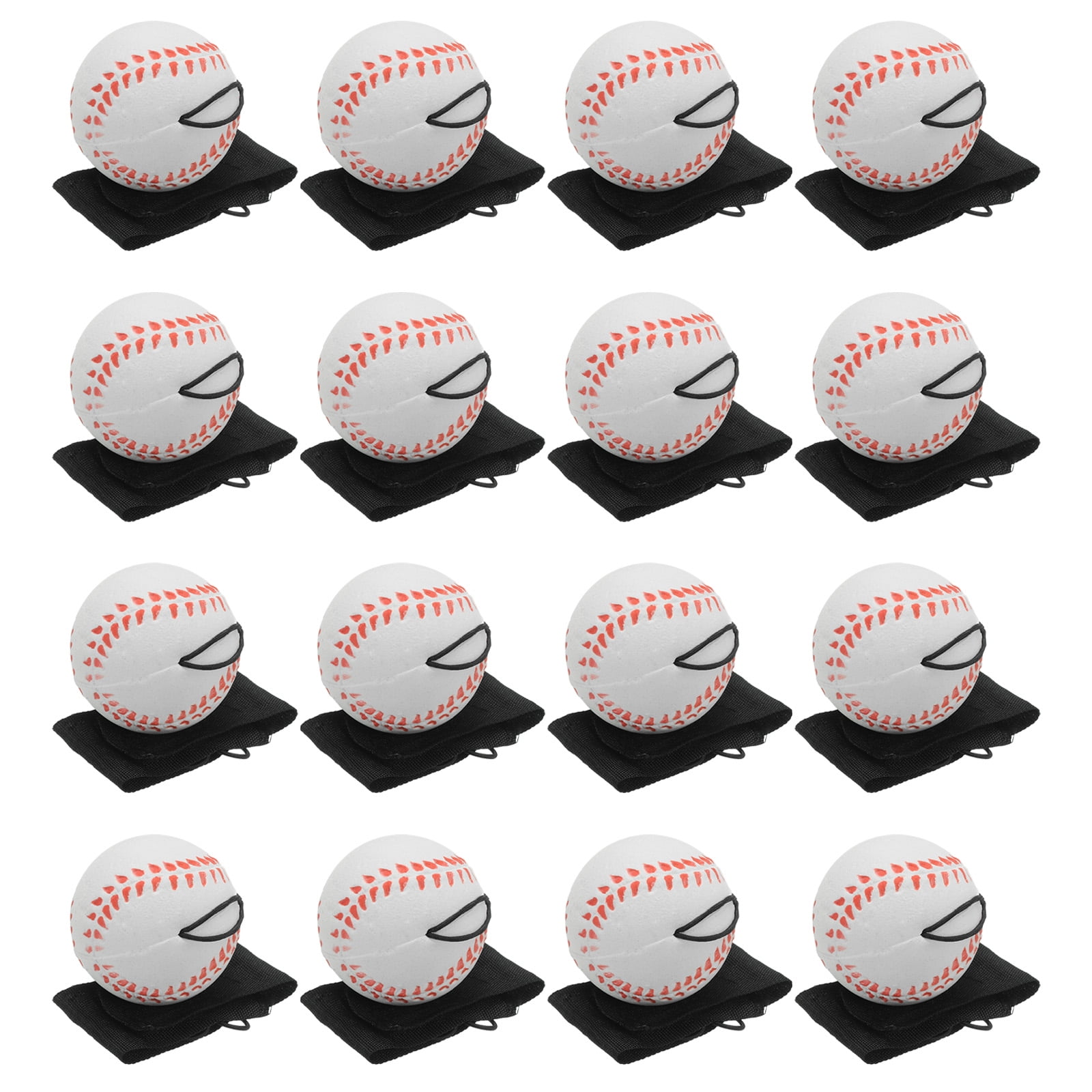 Uxcell 2.5 Inch Sports Wrist Ball, 16Pcs Baseball Rubber Rebound Wristband Wrist Return Ball Sport on A String for Exercise Play, White