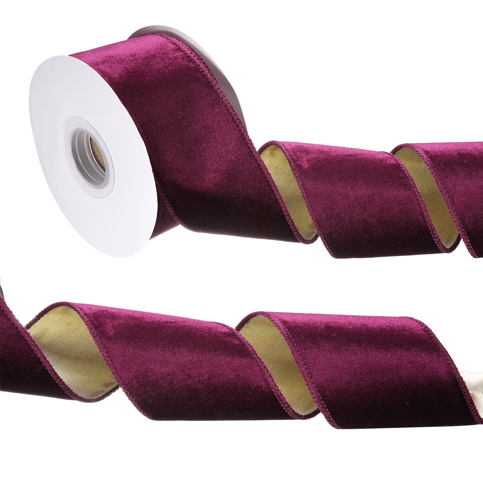 Uxcell Velvet Wired Ribbon, Metallic Crushed Velvet Christmas Ribbon ...