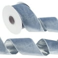thumbnail image 1 of Uxcell Velvet Wired Ribbon, Metallic Crushed Velvet Christmas Ribbon Single Faced Gift Wrapping Binding Dusty Blue, 1 of 7