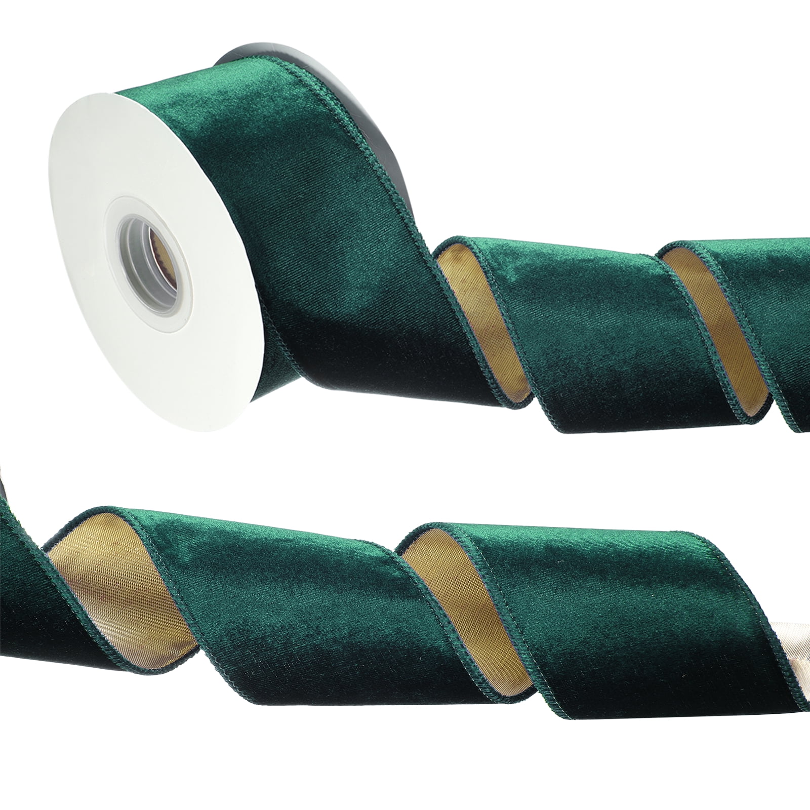 Uxcell Velvet Wired Ribbon, Metallic Crushed Velvet Christmas Ribbon ...