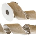 thumbnail image 1 of Uxcell Velvet Wired Ribbon, Metallic Crushed Velvet Christmas Ribbon Single Faced Gift Wrapping Binding Light Coffee, 1 of 7