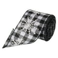 thumbnail image 1 of Uxcell 2.5 Inch x 10Yard Plaid Ribbons with Snowflake Printed, Wired Edge Ribbon, White Black, 1 of 6