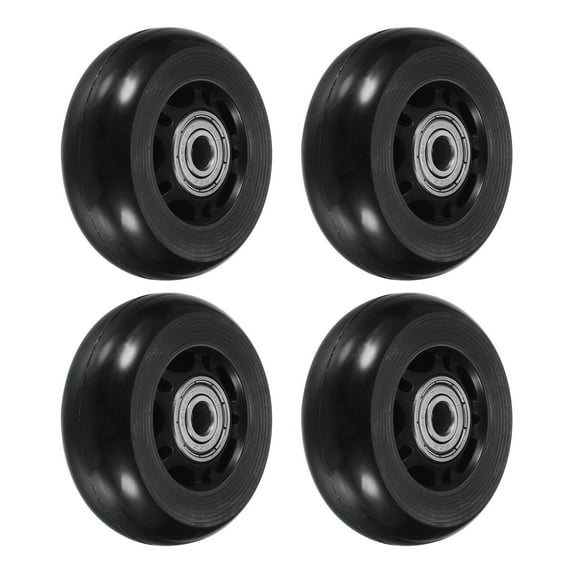 Uxcell 2.5" OD Inline Skate Wheels with Bearings 82A Skate Replacement, Black 4 Pack