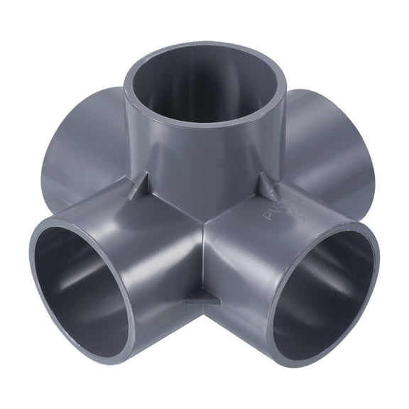 Uxcell 5 Way Elbow Pipe Fittings Pack Joint Coupling Pipe Adapter, Gray 2" 1