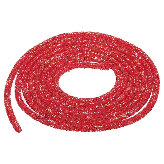 Uxcell 2.5 Yard 6mm Glitter Sequins Rope Sequins Rhinestone Tube Cord for DIY Clothing Jewelry Light Red