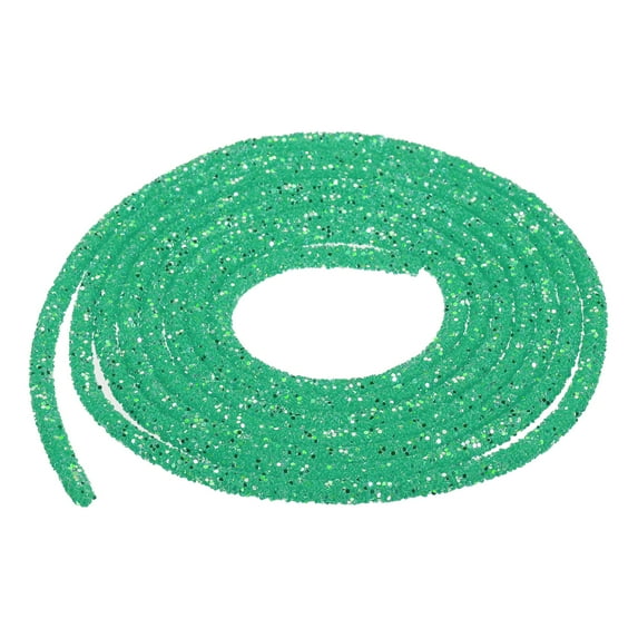Uxcell 2.5 Yard 7mm Glitter Sequins Rope Sequins Rhinestone Tube Cord for DIY Clothing Jewelry Clear Green