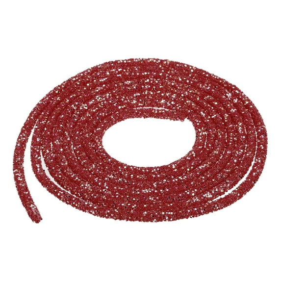 Uxcell 2.5 Yard 7mm Glitter Sequins Rope Sequins Rhinestone Tube Cord for DIY Clothing Jewelry Red