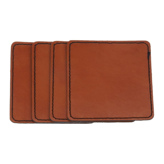 Uxcell 2.5" x 2.5" PU Leather Hat Patches, 20 Pcs Square, Dark Brown