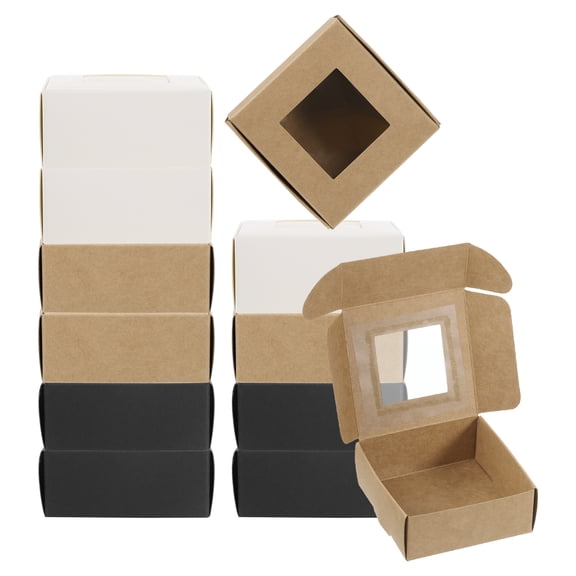 Uxcell 2.5"x2.5"x1" Paper Soap Box with Window, 30 Pack Black/White/Kraft