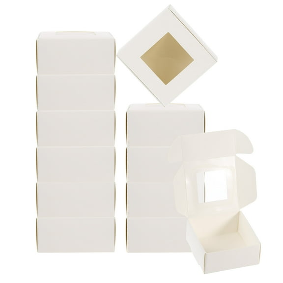 Uxcell 2.56"x2.56"x1.18" Paper Soap Box with Window Homemade Soap Boxes Square Presents Packaging Boxes, White 30 Pack