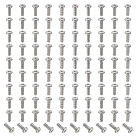 Uxcell #2-56x1/4" Button Head Socket Cap Screws, 100 Pcs 304 Stainless Steel 18-8 Socket Cap Screw
