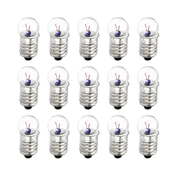 Uxcell 2.5V E10 Warm Yellow Light Mini Incandescent Bulbs with Box 1 Set/15 Count