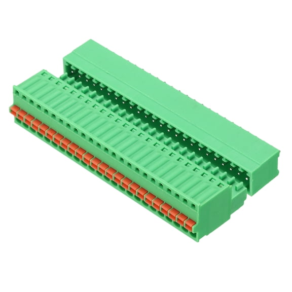 Uxcell 2.5mm 0.1" Pitch PCB Terminal Block Connector 24 Pin Straight Pin Male Female Pluggable Quick PCB Wiring Terminals for 27-20AWG Cable Mechanical Equipment, Green