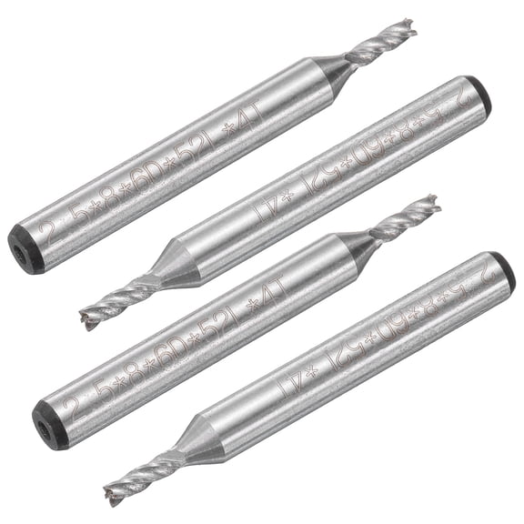 Uxcell 2.5mm Cutting Dia 6mm Straight Shank 4 Spiral Flutes Cutter Tool HSS-AL End Mill Bit 4Pcs CNC Cutter Router Bits Spiral Milling Cutter Tool for Wood MDF Engraving