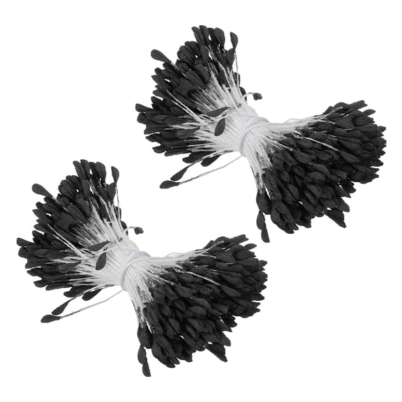 Uxcell 2.5mm Double Heads Flower Stamen, 680 Pcs Artificial Flower Pistil Matt for DIY Christmas Decoration, Black