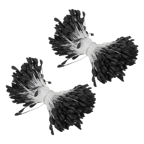 Uxcell 2.5mm Double Heads Flower Stamen, 680 Pcs Artificial Flower Pistil Matt for DIY Christmas Decoration, Black