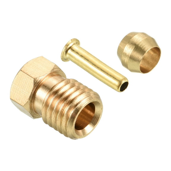 Uxcell 2.5mm ID 4mm OD Tube Brass Compression Kit 1 Set, Sleeve Ferrule & Insert & Nut