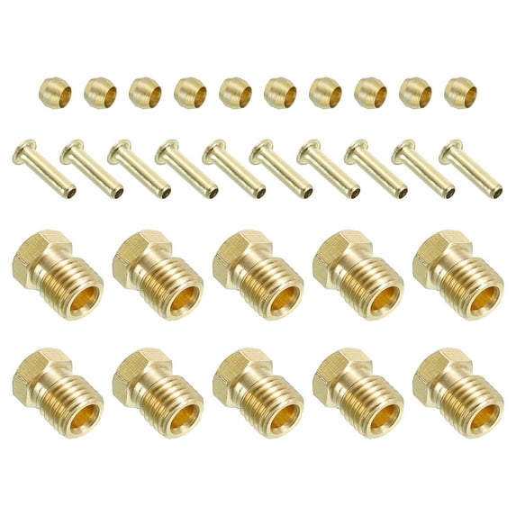 Uxcell 2.5mm ID 4mm OD Tube Compression Assortment Kit, 10 Set Brass Compression Sleeve Ferrule & Insert & Nut