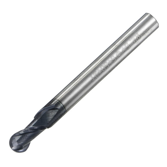 Uxcell 2.5mm Radius 5mm Shank 50mm Length HRC45 Carbide AlTiSin Coated Ball Nose End Mill