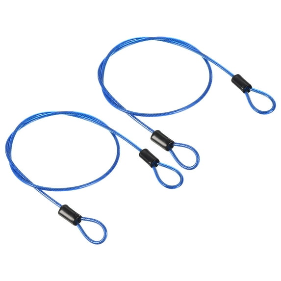Uxcell 2.5mmx0.5m Coated Security Steel Cable Luggage Lock Wire Rope Double Loop Blue 2 Pack