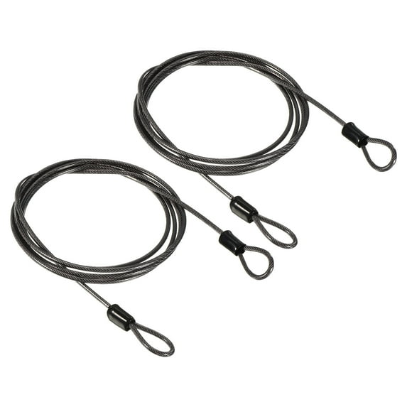 Uxcell 2.5mmx1.5m Coated Security Steel Cable Luggage Lock Wire Rope Double Loop Black 2 Pack