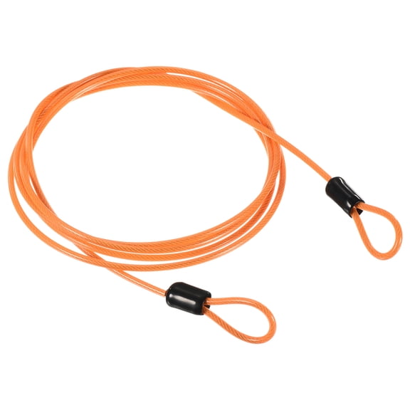 Uxcell 2.5mmx1.5m Coated Security Steel Cable Luggage Lock Wire Rope Double Loop Orange