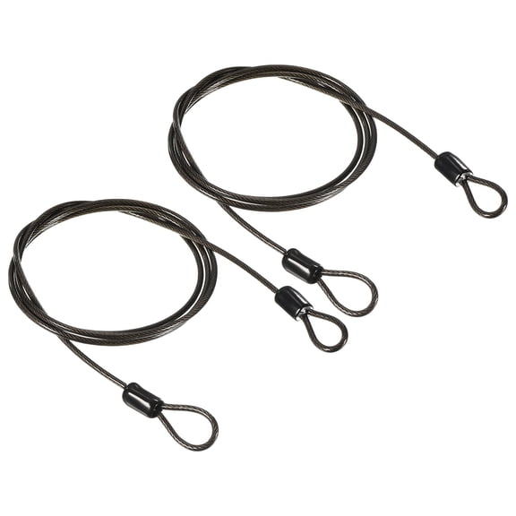 Uxcell 2.5mmx1m Coated Security Steel Cable Luggage Lock Wire Rope Double Loop Black 2 Pack