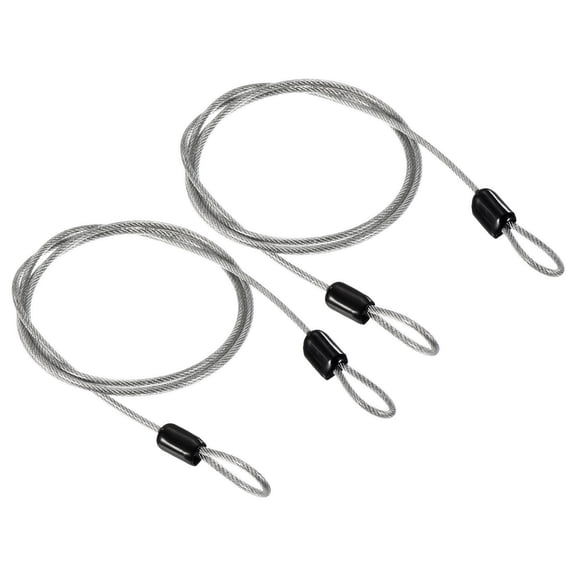 Uxcell 2.5mmx1m Coated Security Steel Cable Luggage Lock Wire Rope Double Loop Transparent 2 Pack