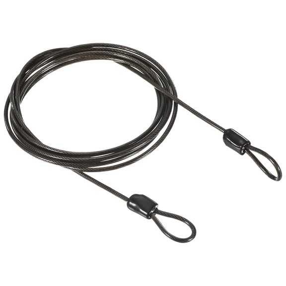 Uxcell 2.5mmx2m Coated Security Steel Cable Luggage Lock Wire Rope Double Loop Black
