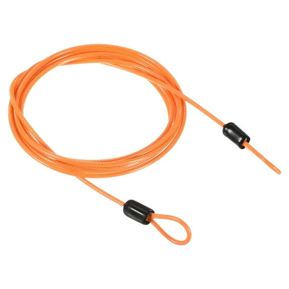 Uxcell 2.5mmx2m Coated Security Steel Cable Luggage Lock Wire Rope Double Loop Orange