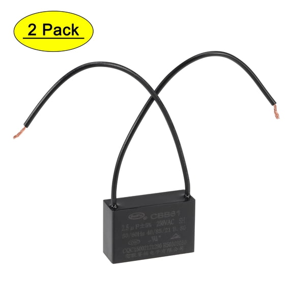 Uxcell 2.5uF 250V AC 2 Wires CBB61 Ceiling Fan Capacitors 2 Pack