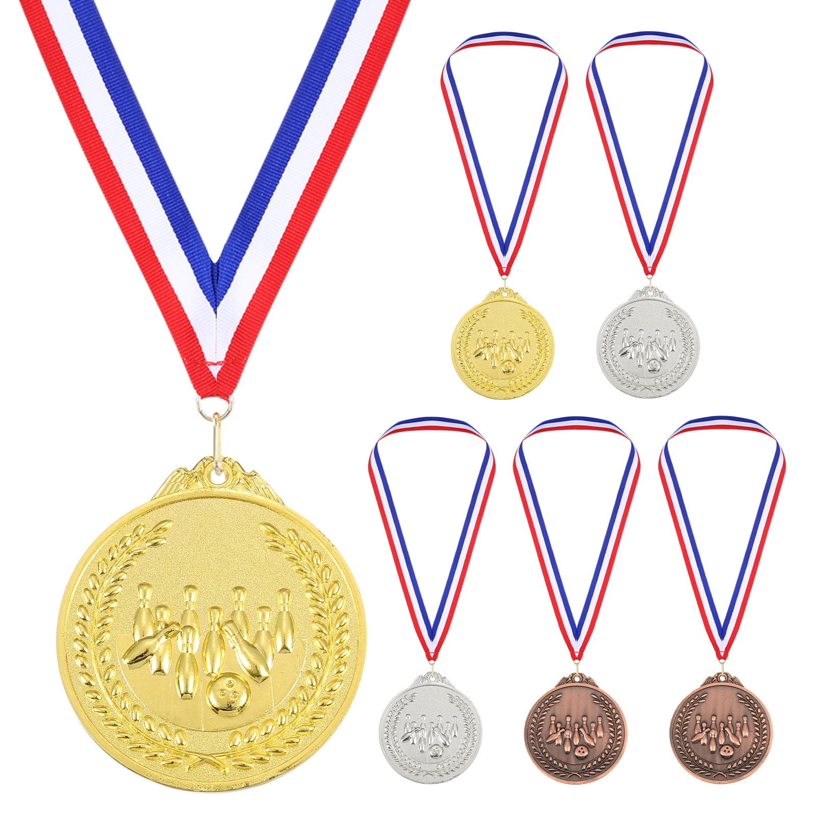 Uxcell 2.6" Gold Silver Copper Bowling Medals, 6Pcs Bowling Award Medals
