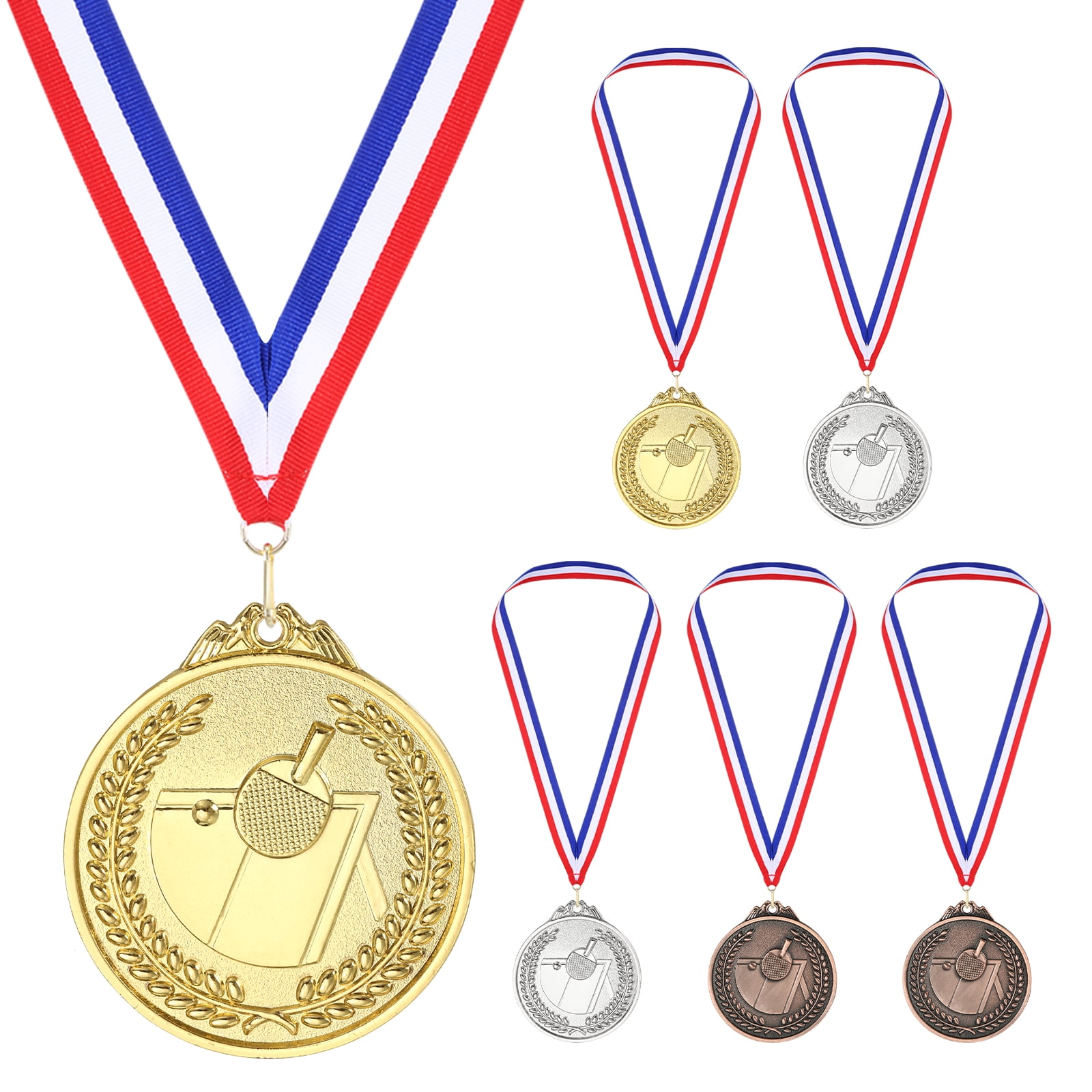 Uxcell 2.6" Gold Silver Copper Table Tennis Medals, 6Pcs Table Tennis Award Medals
